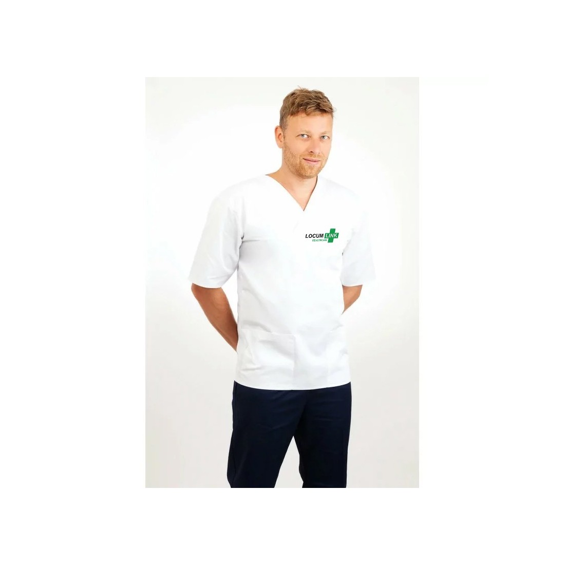 Male Locumlink V Neck Tunic White