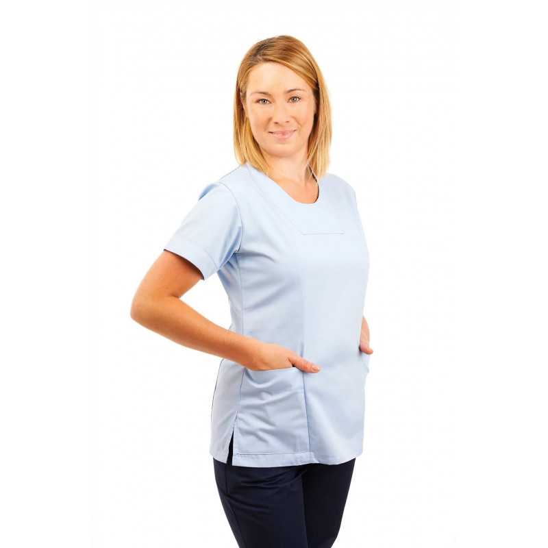 T04 Sky Blue - Nurses Uniform Fitted Scrub Round Neck T04