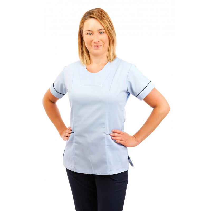 T04 Sky Blue - Nurses Uniform Fitted Scrub Round Neck T04