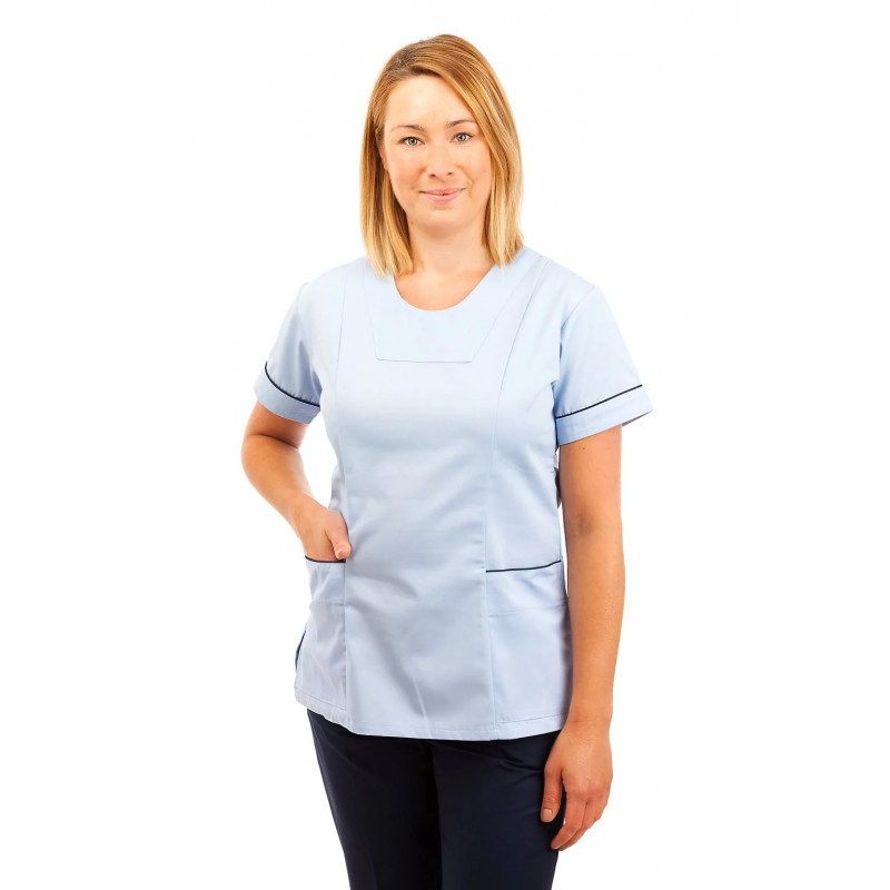 T04 Sky Blue - Nurses Uniform Fitted Scrub Round Neck T04