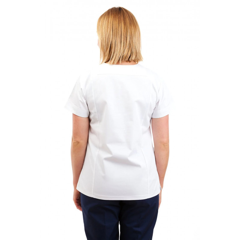 Nursing Uniforms Fitted Scrub V Neck T05 - white