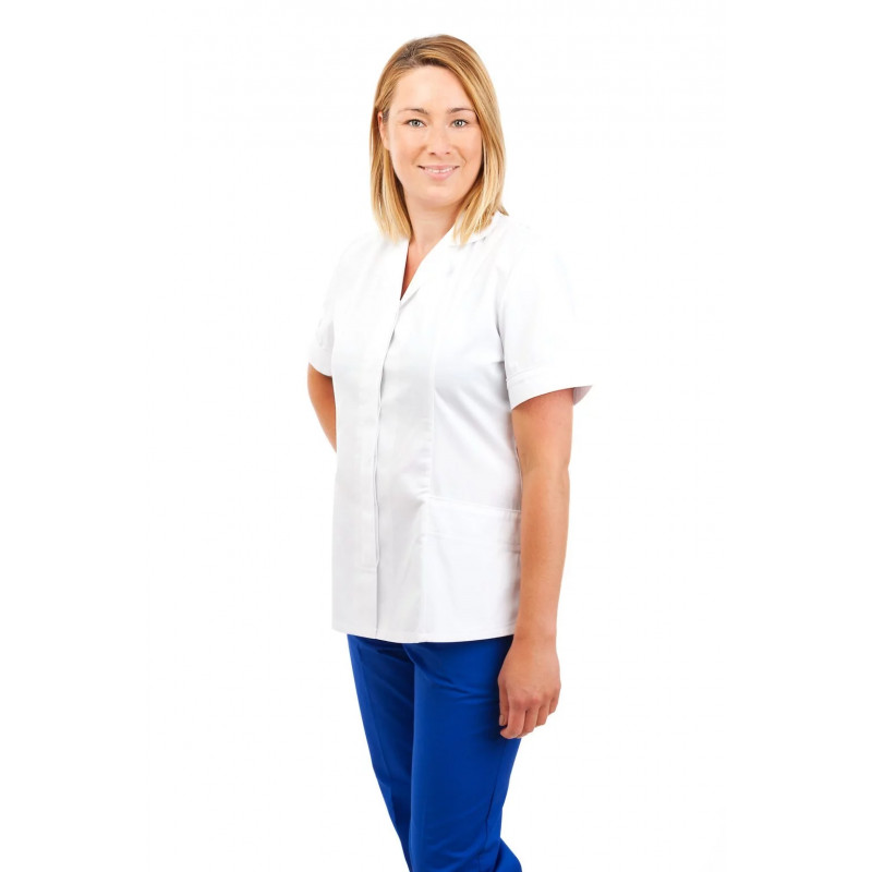 White - Nurses Uniforms Ladies Tunic Revere Collar Concealed Buttons T10 T10