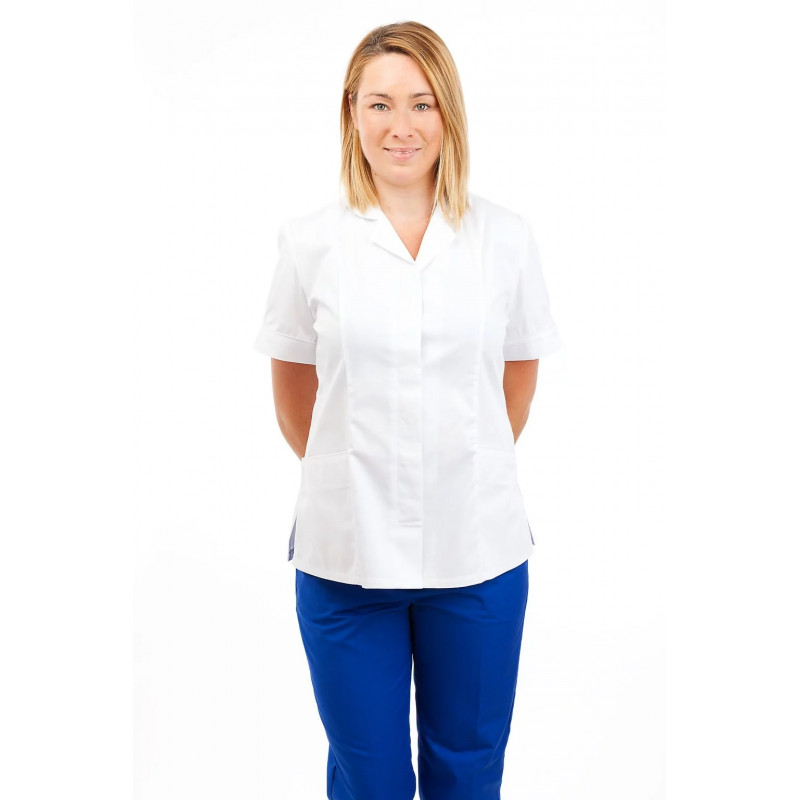 White - Nurses Uniforms Ladies Tunic Revere Collar Concealed Buttons T10 T10