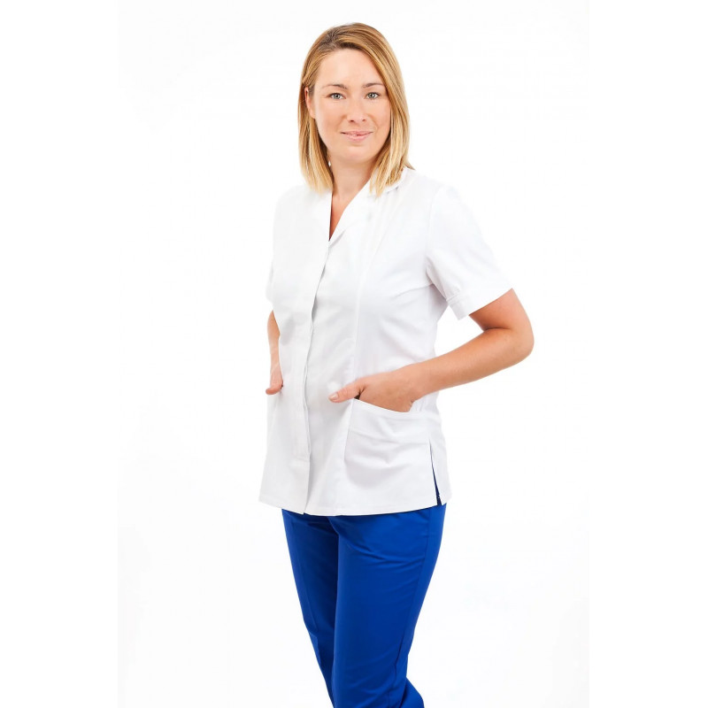 White - Nurses Uniforms Ladies Tunic Revere Collar Concealed Buttons T10 T10