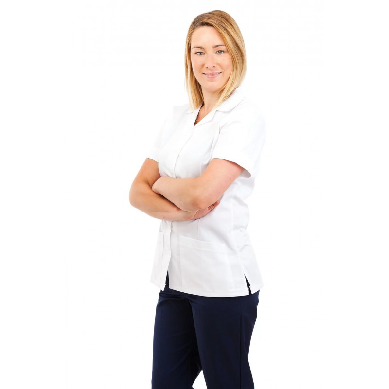 White - Nurses Uniform Tunic Revere Collar T01 T01