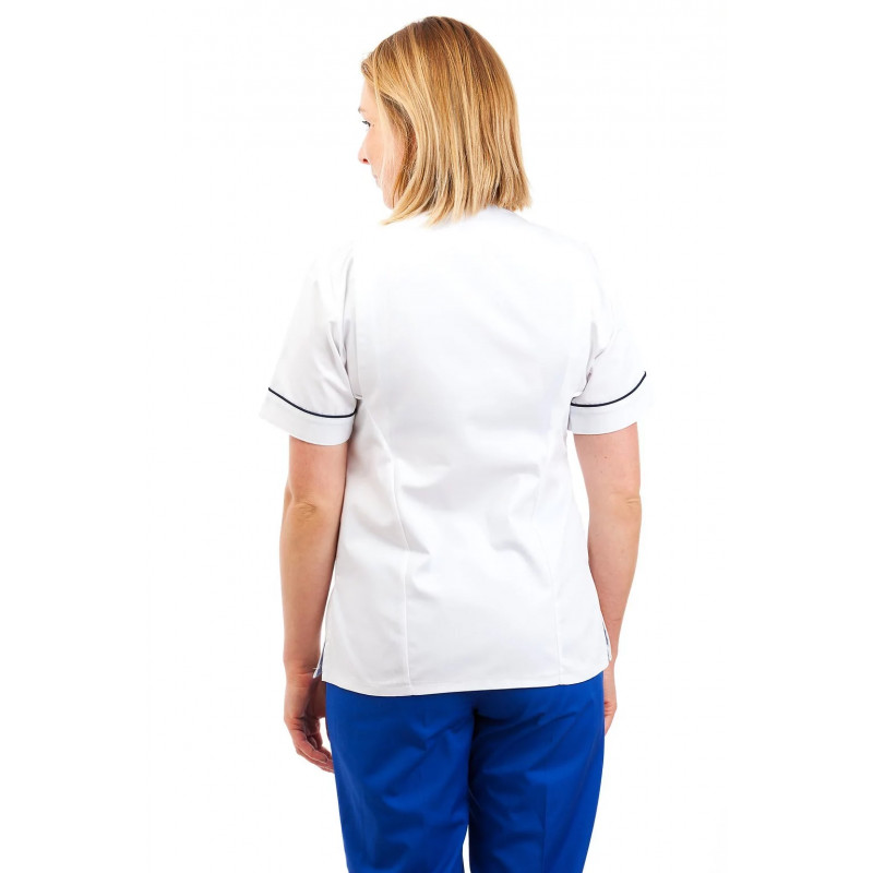 White - Nurses Uniforms Ladies Side Closing Tunic V Neck T12 T12