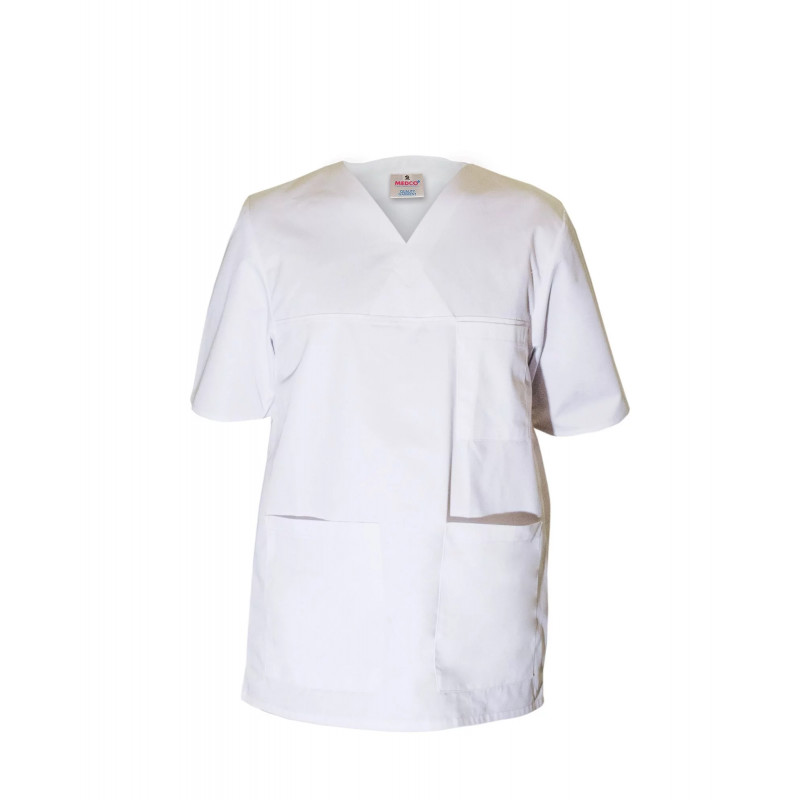 V Neck Classic Male Nursing Uniform - white -  T21