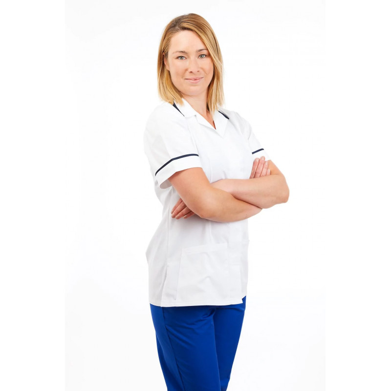 White - Nurses Uniforms Ladies Square Collar Concealed Buttons T15 T15