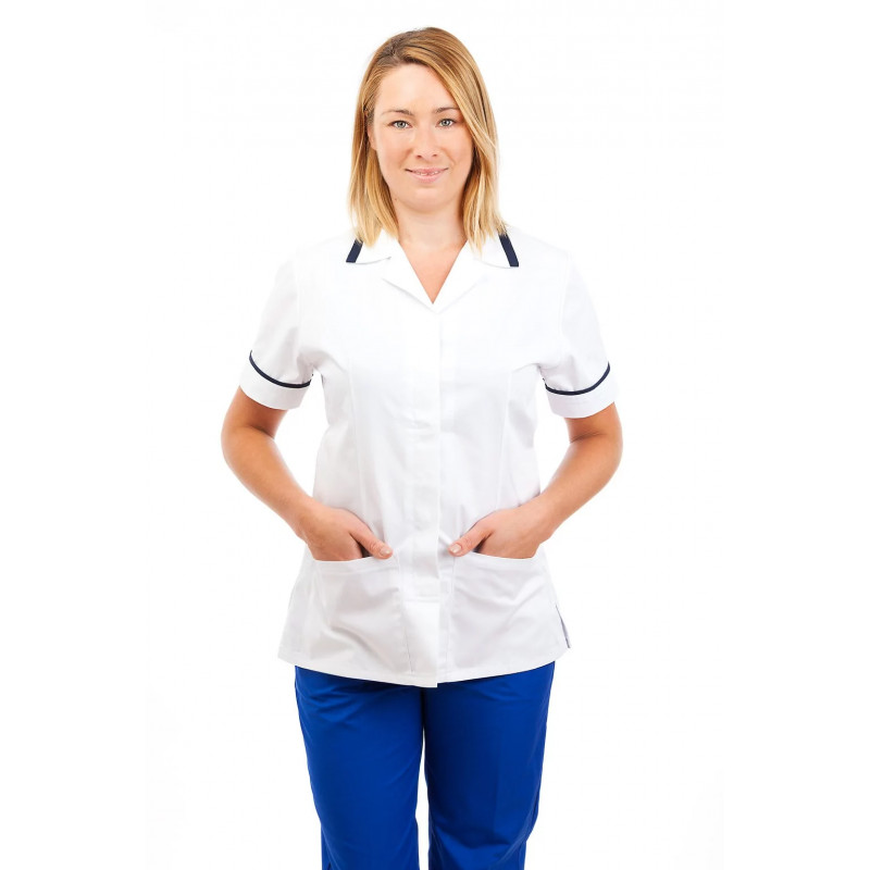 White - Nurses Uniforms Ladies Square Collar Concealed Buttons T15 T15