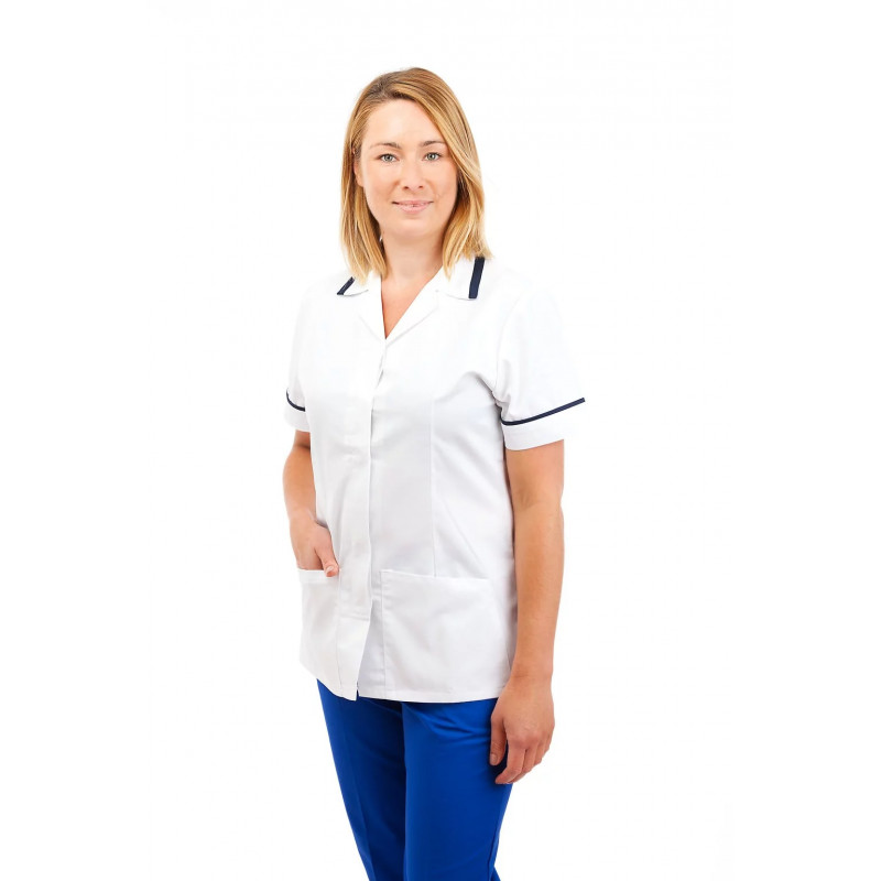 White - Nurses Uniforms Ladies Square Collar Concealed Buttons T15 T15