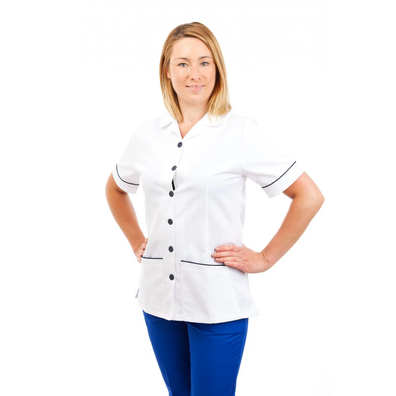 White - Nurses Uniform Tunic Revere Collar T01 T01