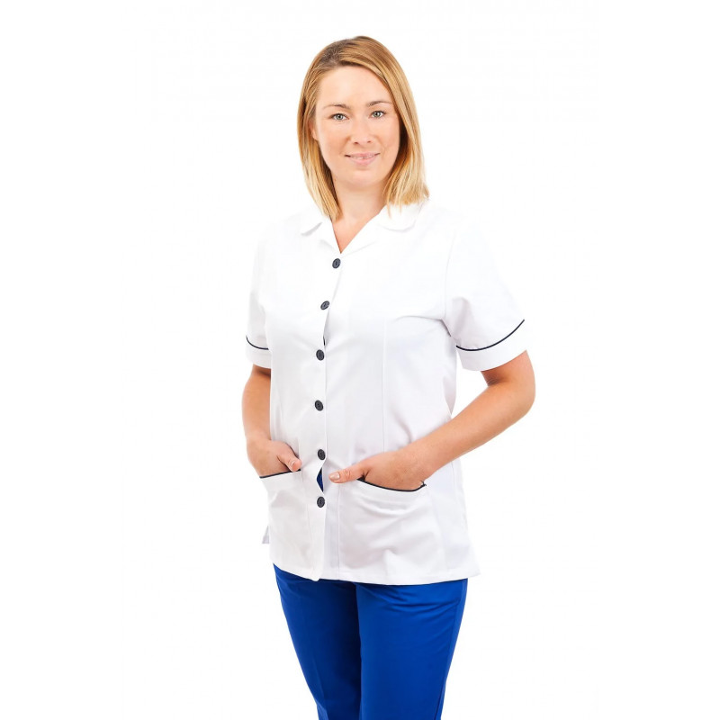 White - Nurses Uniform Tunic Revere Collar T01 T01