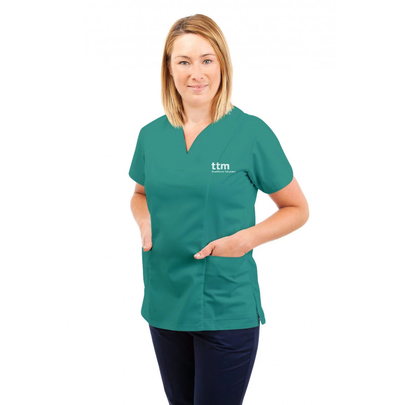 T05 Nursing Uniforms Fitted Scrub V Neck Aqua