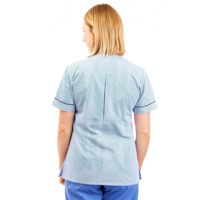 T02 Light Blue Pinstripe - Nurses Uniform V Neck T02