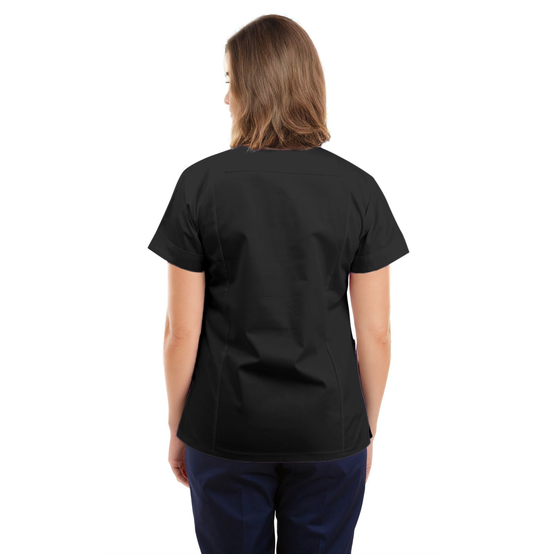 Female Scrub Top Ultra Flex Soft Touch Giselle Back-Side Black